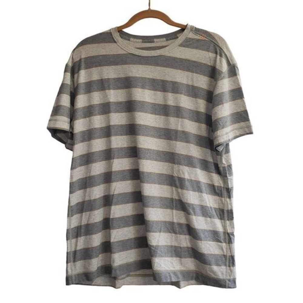 Lululemon Athletica Striped Tee Shirt Gray Orange Mens Size Large Pre-Owned
